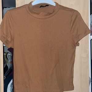 Classic Tan Ribbed Women's Top